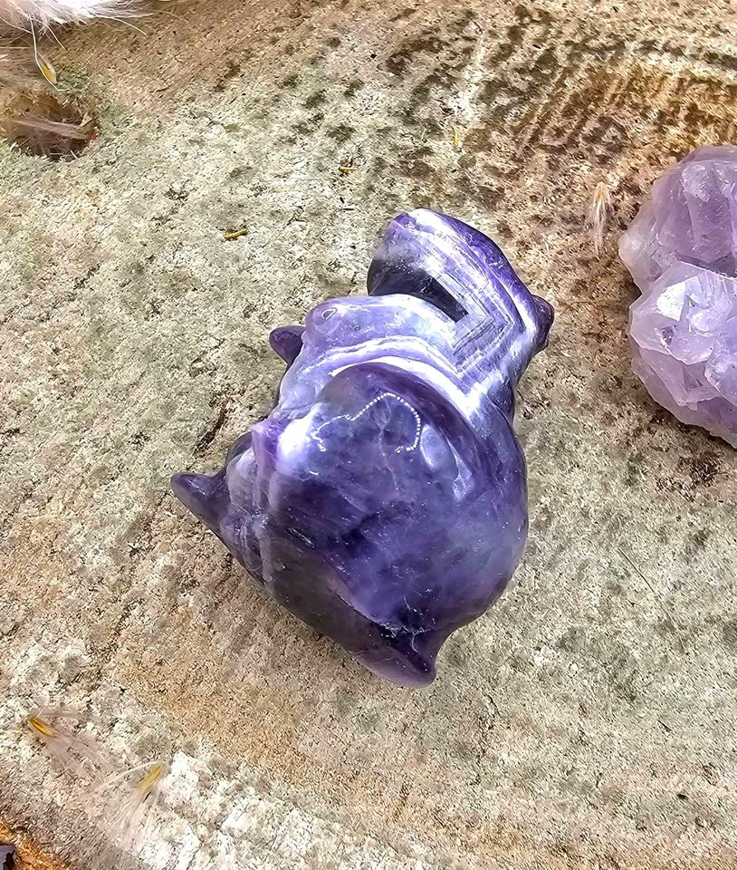 Nature Dream Amethyst Rabbit Figure & Amethyst Cluster
