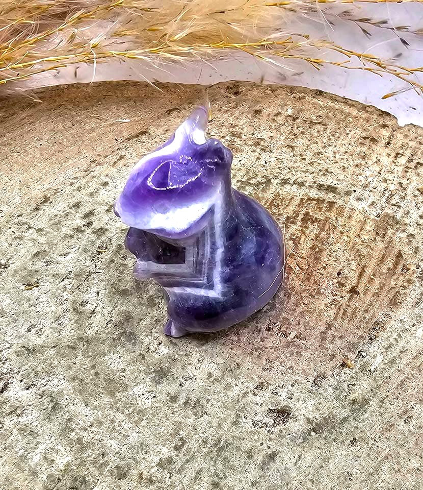 Nature Dream Amethyst Rabbit Figure & Amethyst Cluster