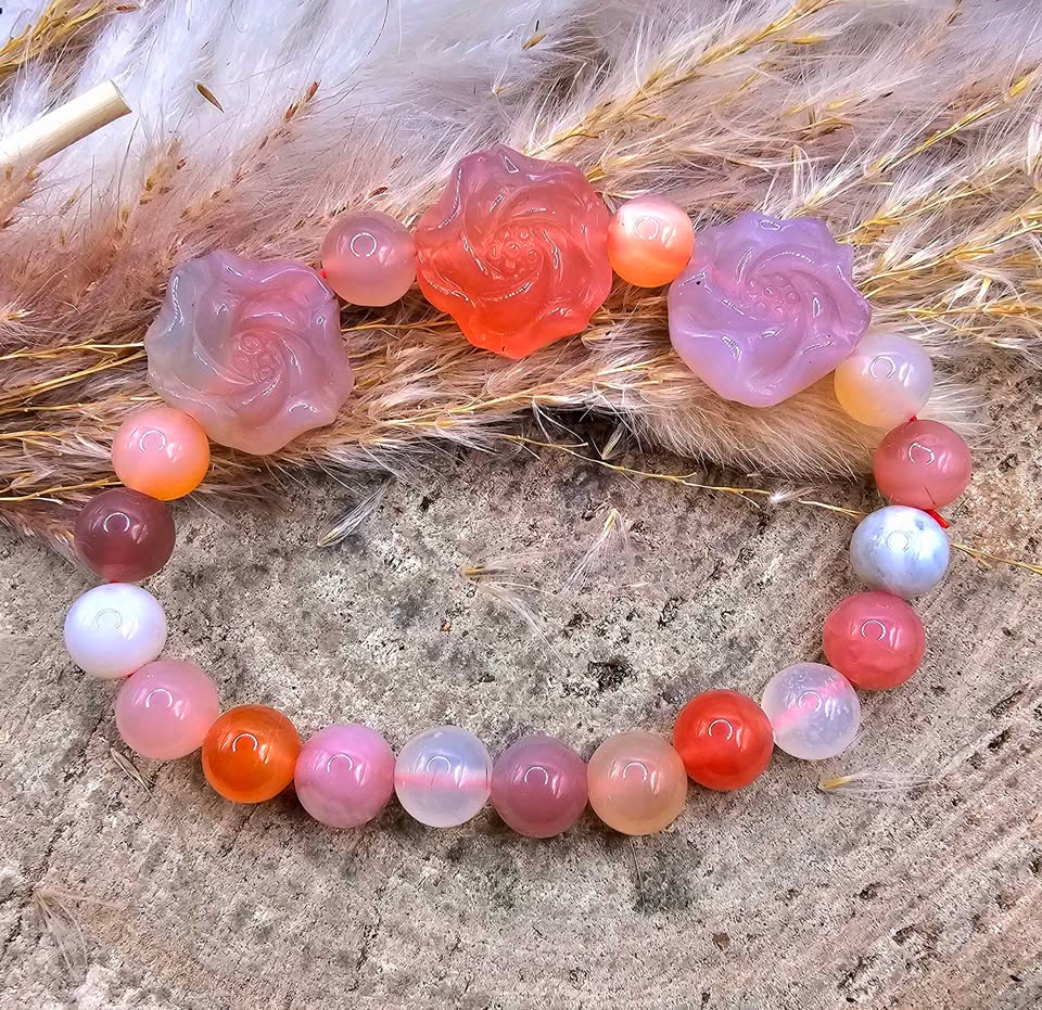 Nature Yanyuan Agate Lotus Bracelet