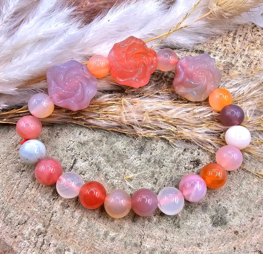 Nature Yanyuan Agate Lotus Bracelet