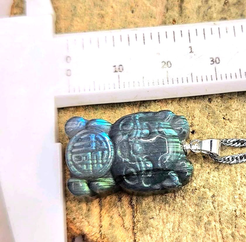 Nature Labradorite Dragon Baby Pendant Necklace