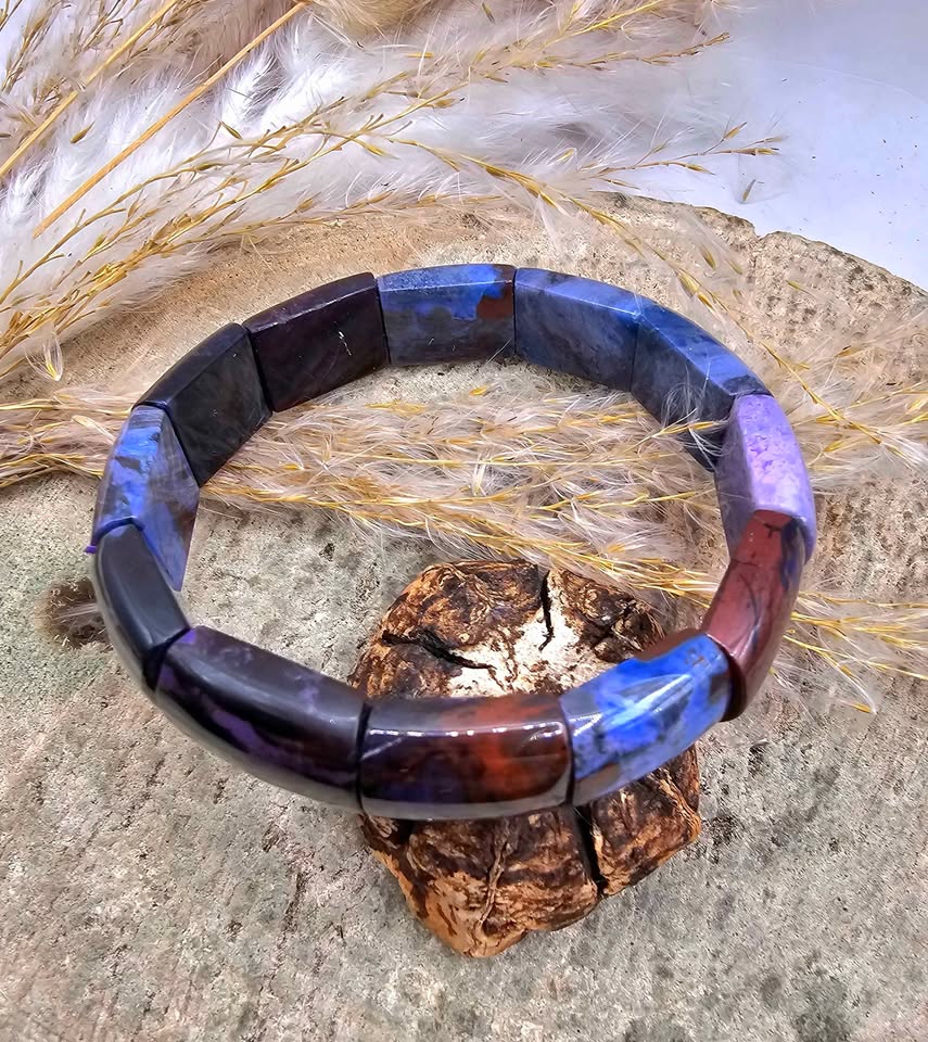 Genuine Nature Sugilite Rectangular Curved Bead Bracelet