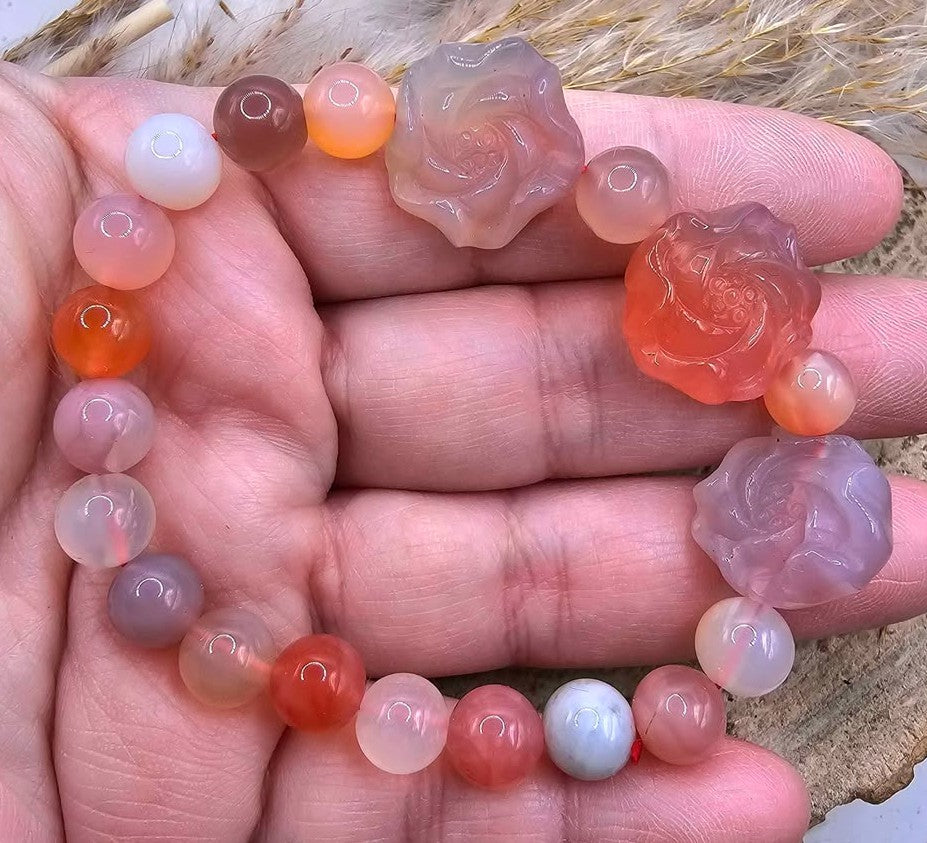 Nature Yanyuan Agate Lotus Bracelet