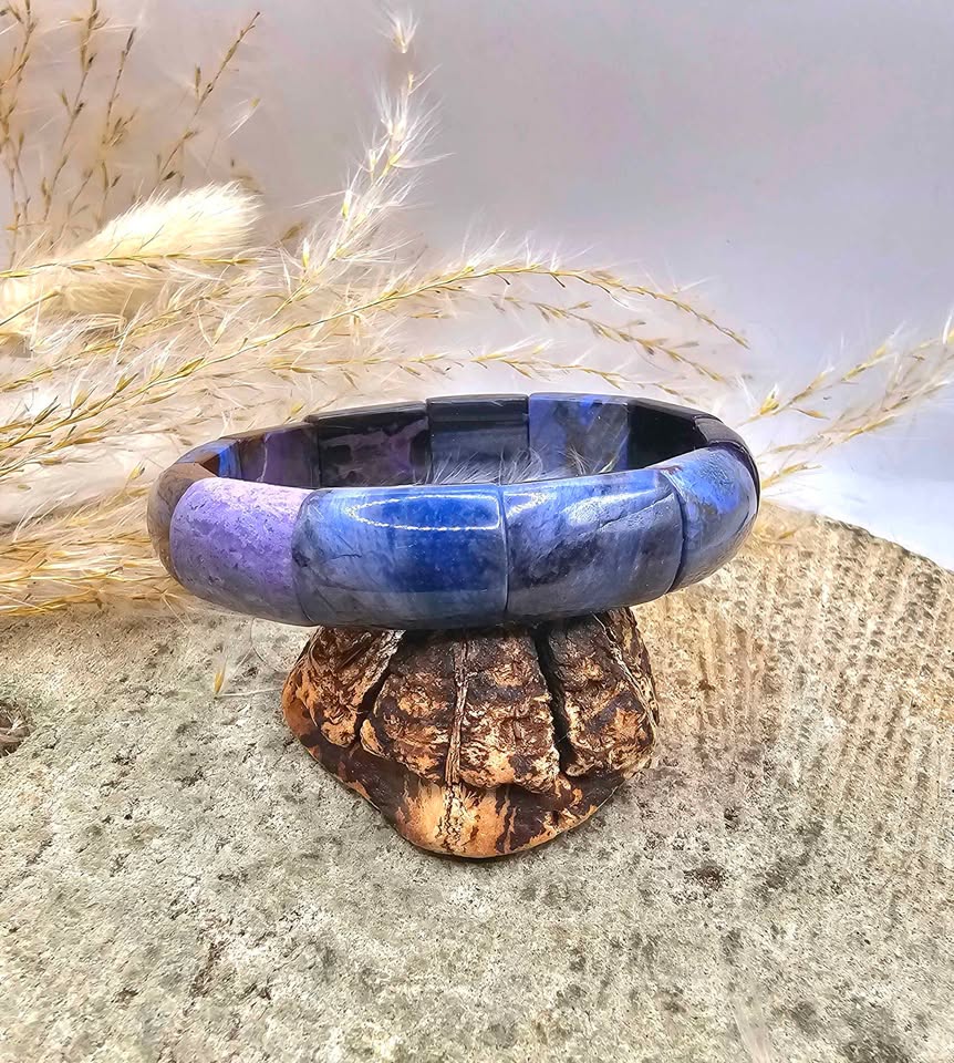 Genuine Nature Sugilite Rectangular Curved Bead Bracelet