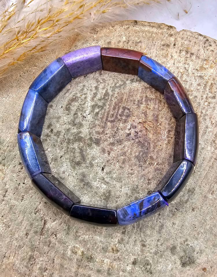 Genuine Nature Sugilite Rectangular Curved Bead Bracelet