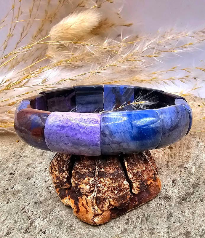 Genuine Nature Sugilite Rectangular Curved Bead Bracelet