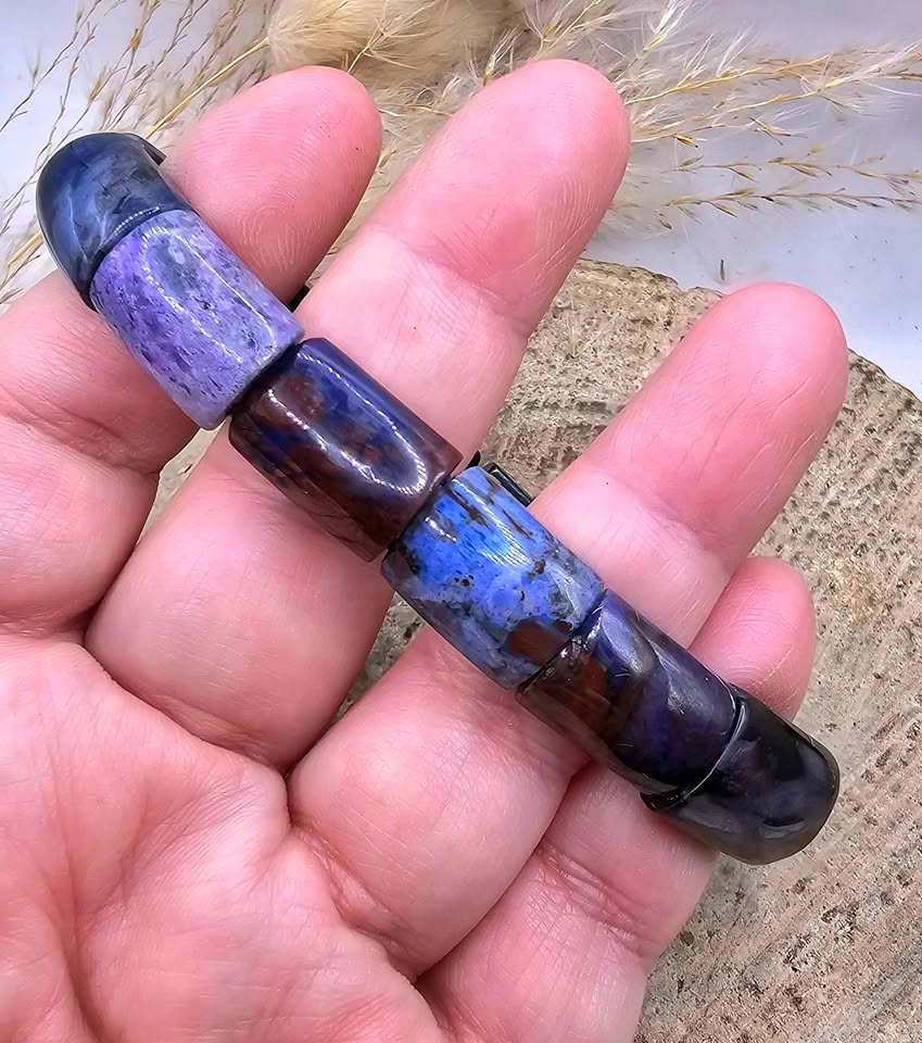 Genuine Nature Sugilite Rectangular Curved Bead Bracelet