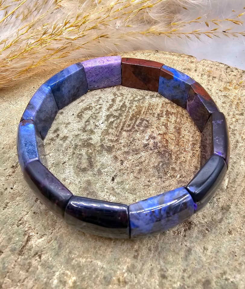 Genuine Nature Sugilite Rectangular Curved Bead Bracelet