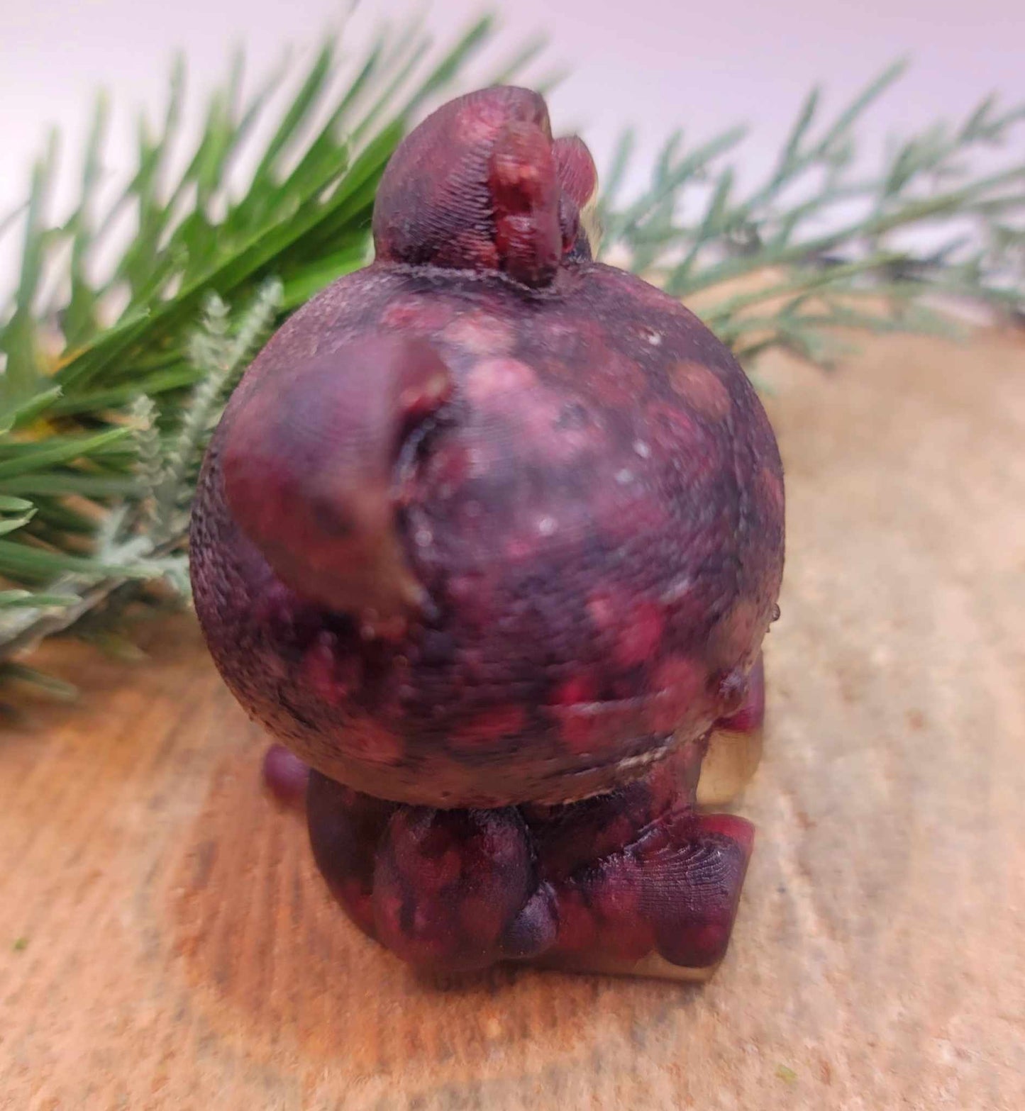Adorable Nature Red Garnet Chips Filled Resin Sitting Kitty Cat Decor Figure