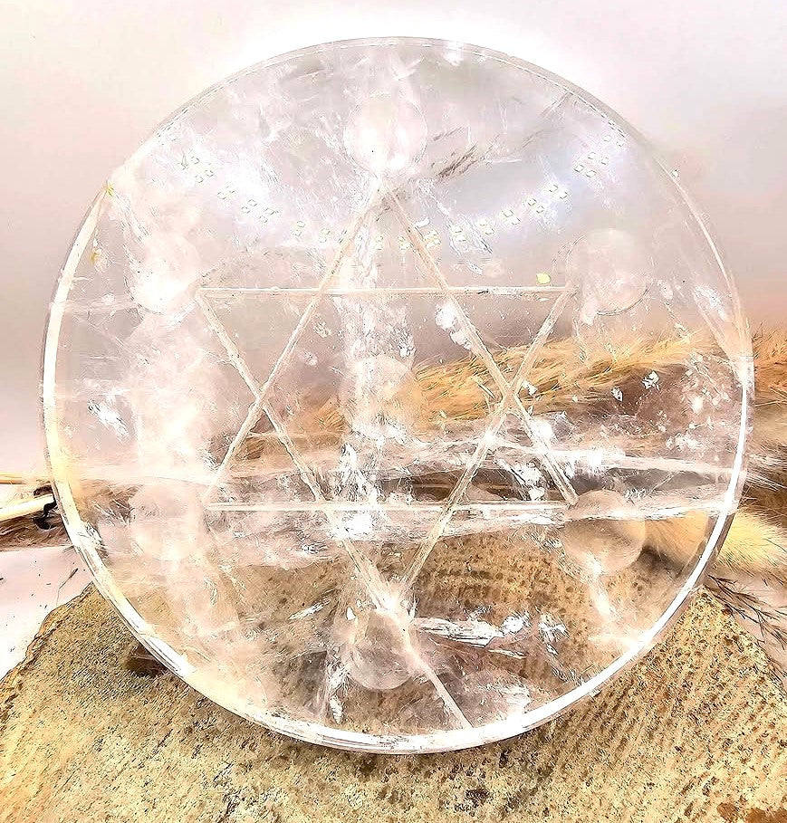 Nature Clear Crystal Star Of David 7 Sphere holder 4.5"Plate