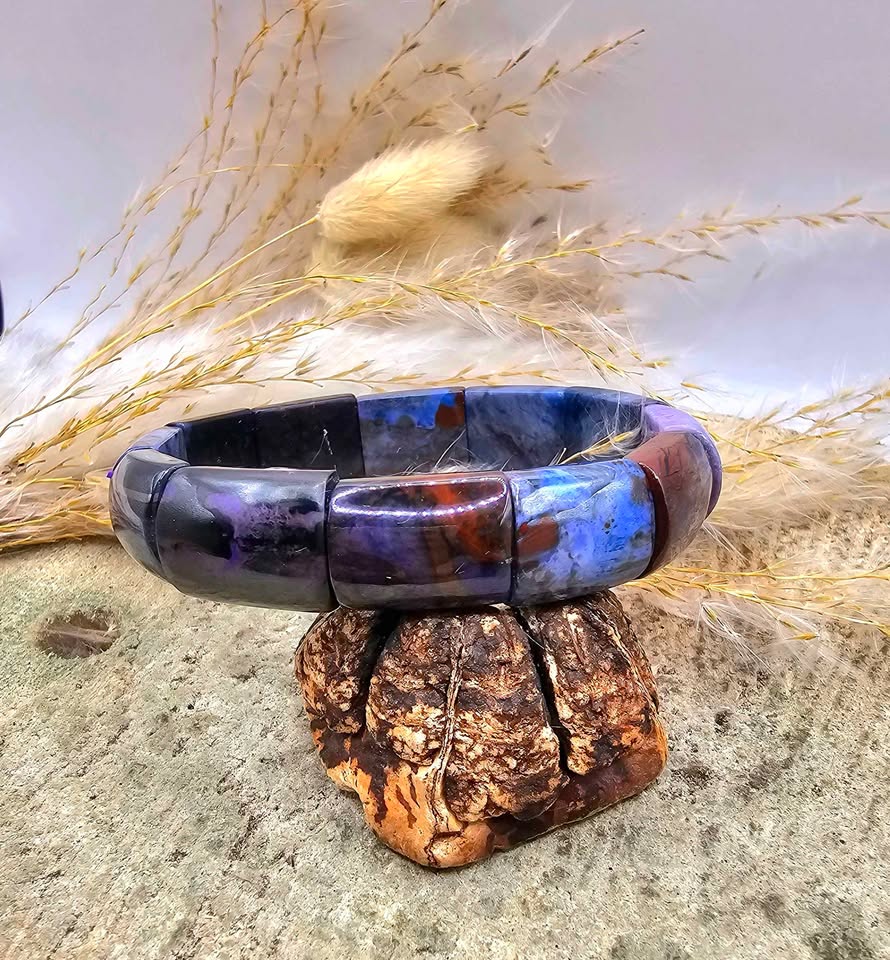 Genuine Nature Sugilite Rectangular Curved Bead Bracelet