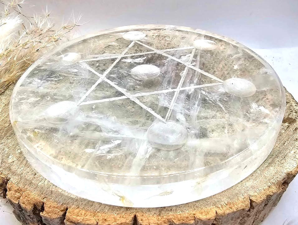 Nature Clear Crystal Star Of David 7 Sphere holder 4.5"Plate