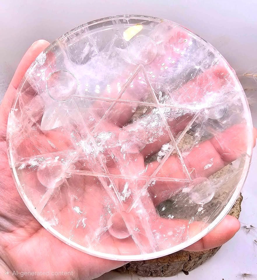 Nature Clear Crystal Star Of David 7 Sphere holder 4.5"Plate