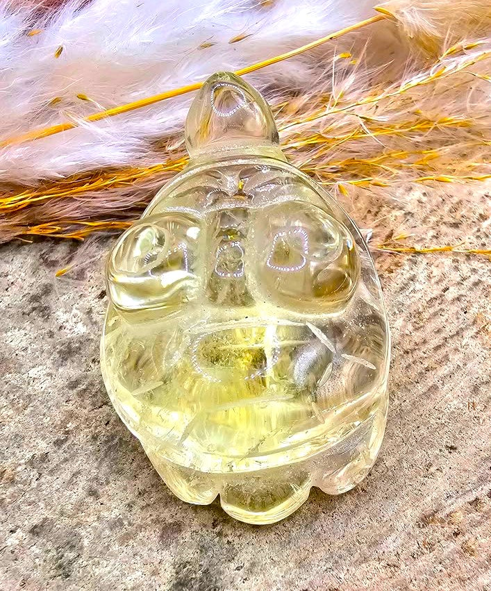 Nature Crystal Carved Turtle With Butterfly Decor Figure