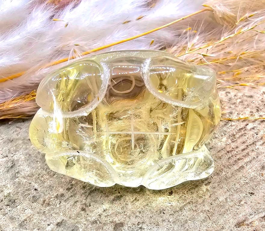 Nature Crystal Carved Turtle With Butterfly Decor Figure