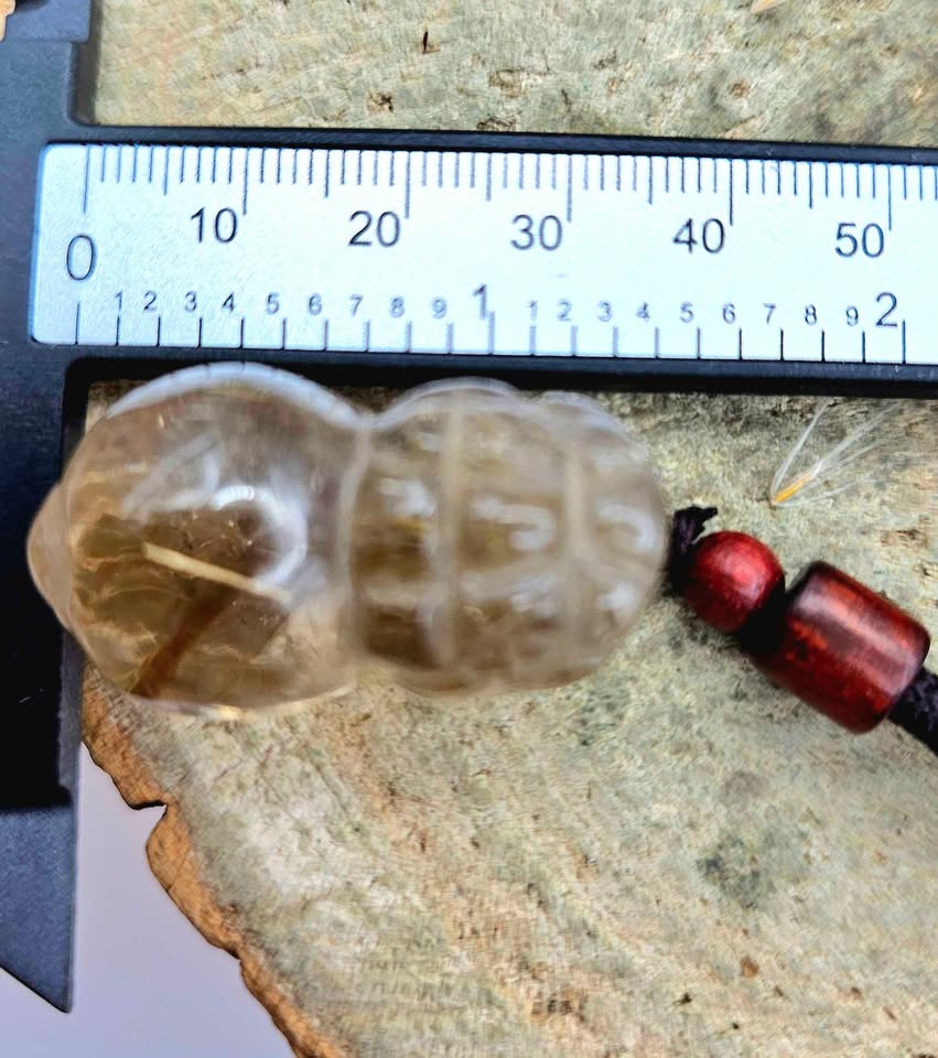 Nature Gold Rutilated Hand Carved Big Pi Xiu Pendant Necklace