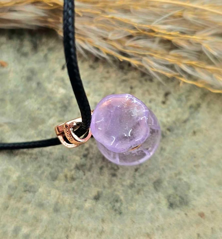 Nature Lavender Amethyst Coin Purse Pendant Necklace