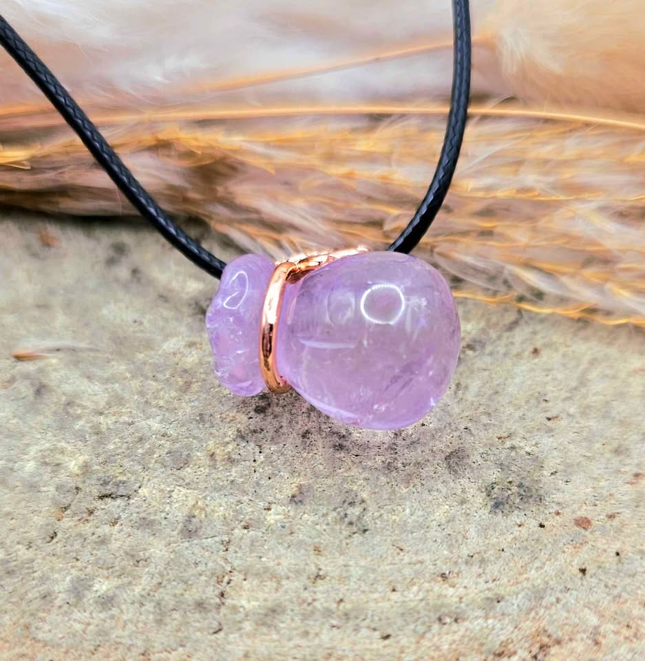 Nature Lavender Amethyst Coin Purse Pendant Necklace