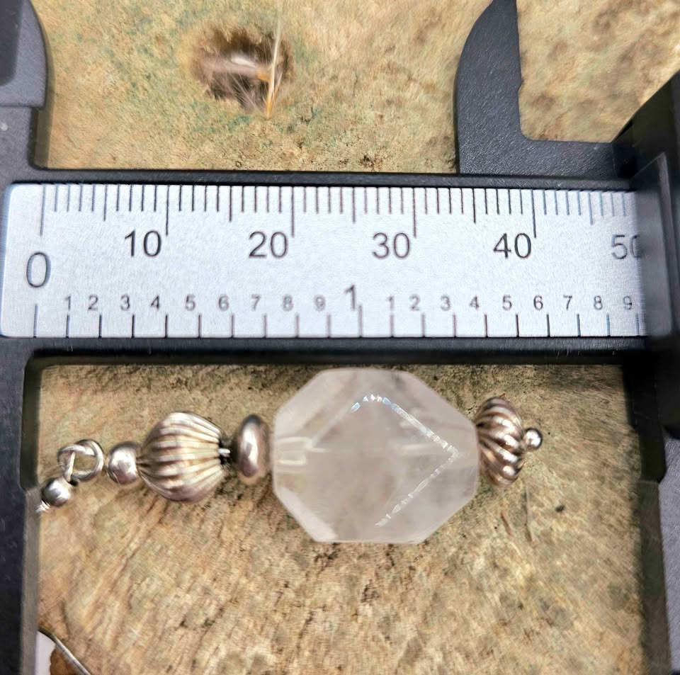 Nature Rose Quartz Sterling Silver Dangle Earring