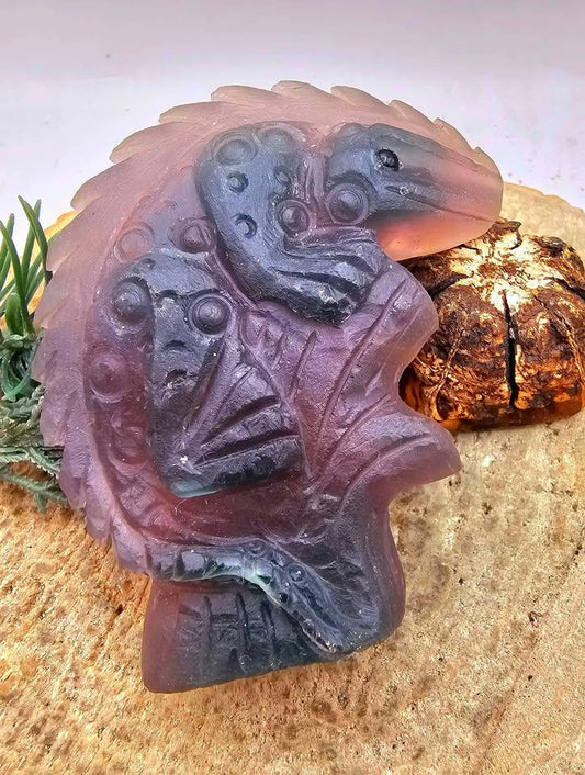 Nature Purple Fluorite Hand Carved 3" Lizard Figure Decor