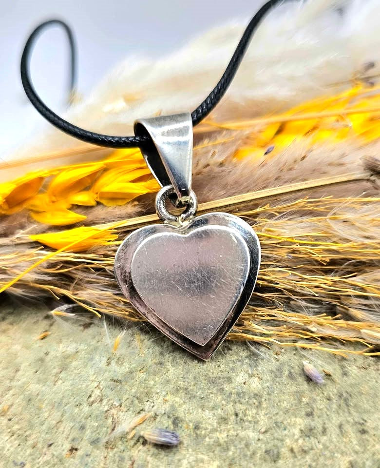 Handcrafted Sterling Silver Stamped Stacking Heart Pendant Necklace