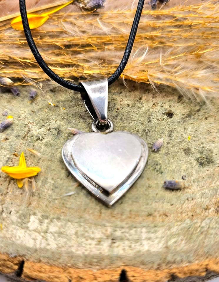 Handcrafted Sterling Silver Stamped Stacking Heart Pendant Necklace
