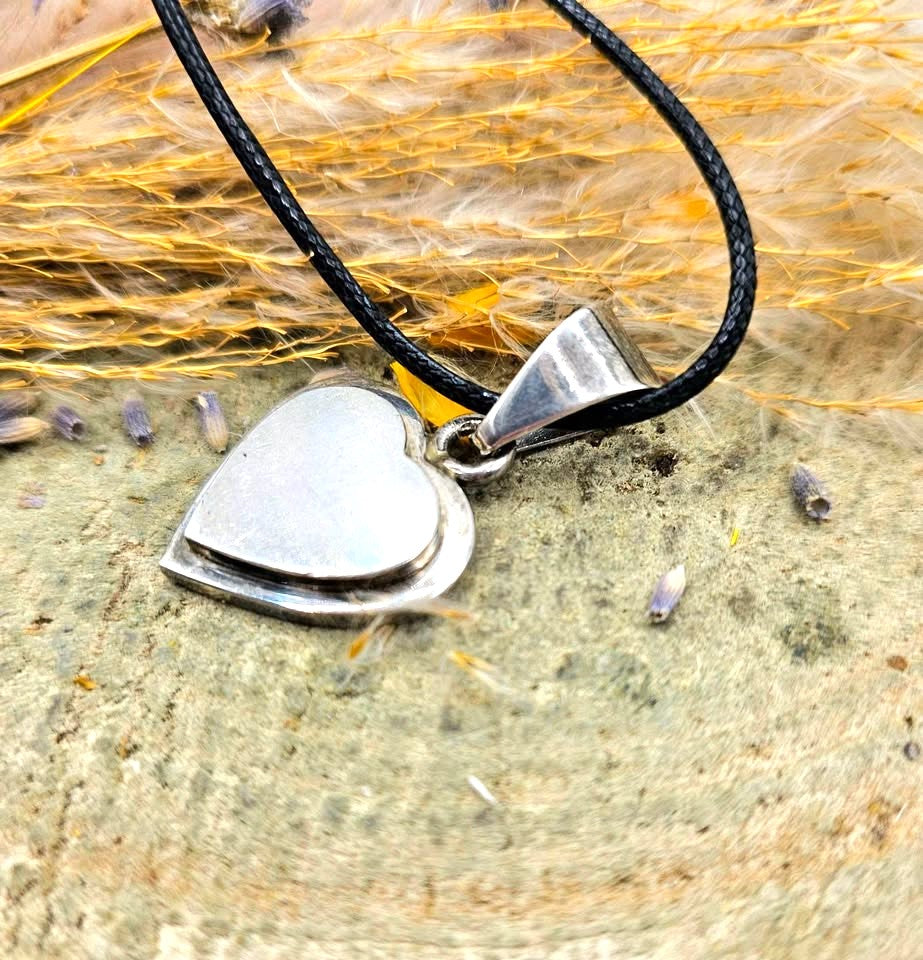 Handcrafted Sterling Silver Stamped Stacking Heart Pendant Necklace