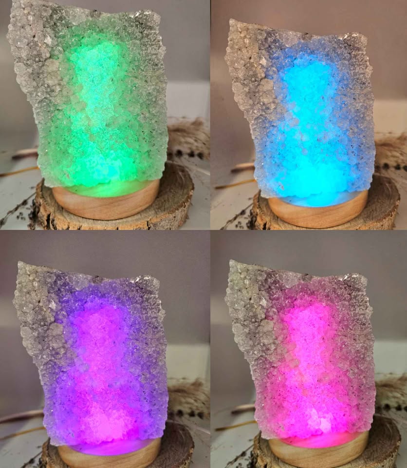 Nature Crystal Geode Cluster 5.5"LED Lamp With Lamp Based