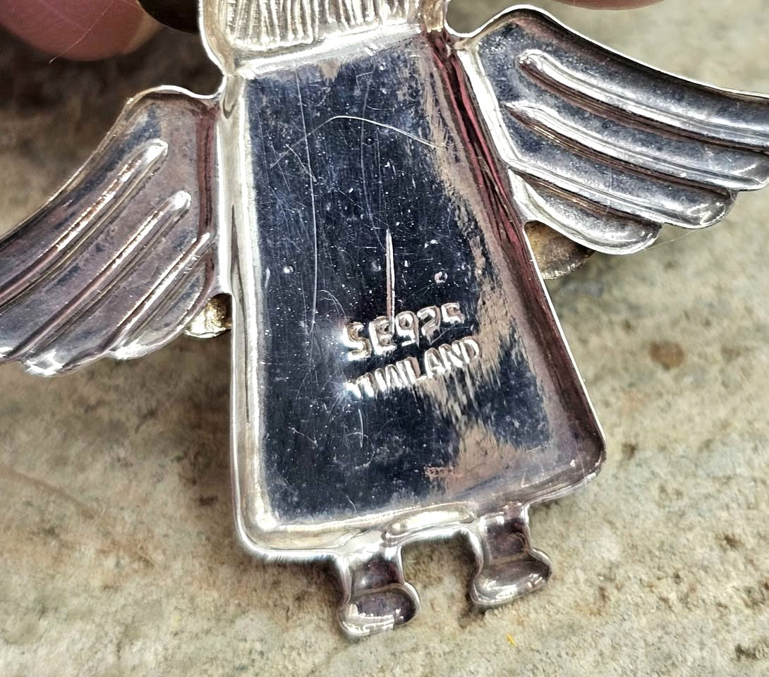 Vintage Handcrafted Sterling Silver Stamped Angel Jewelry Set