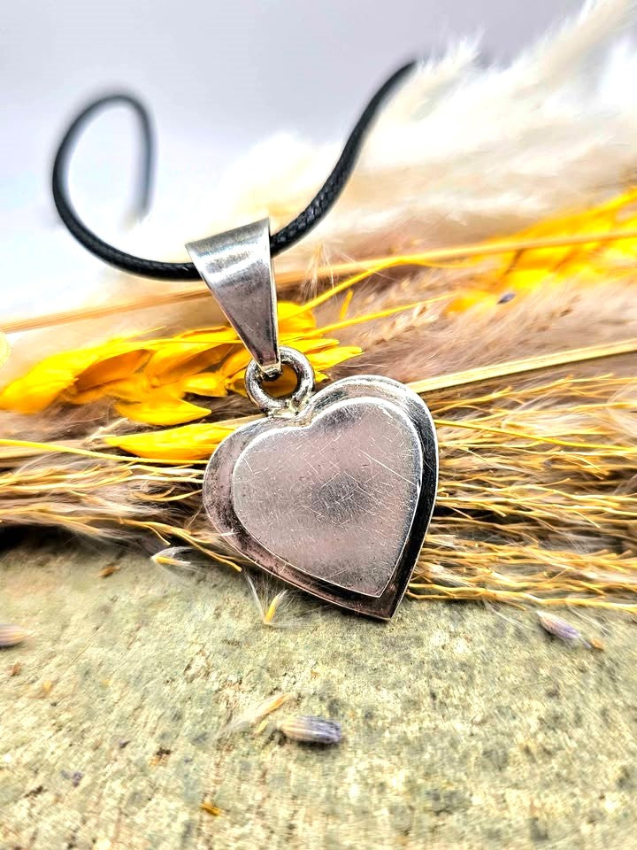 Handcrafted Sterling Silver Stamped Stacking Heart Pendant Necklace