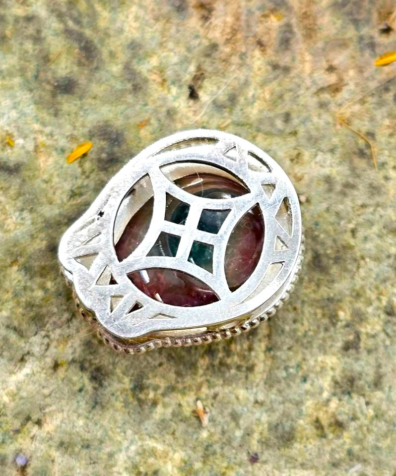 Premium Grade Watermelon Tourmaline 925 Hamster Charm Necklace