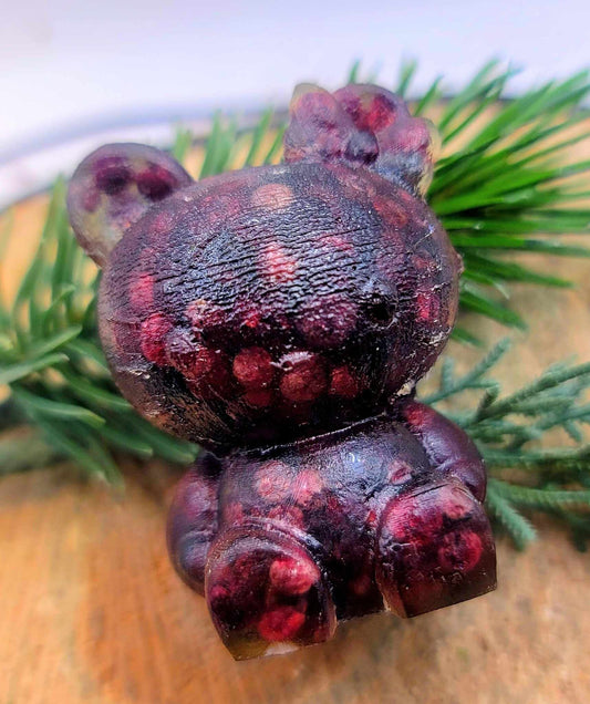 Adorable Nature Red Garnet Chips Filled Resin Sitting Kitty Cat Decor Figure