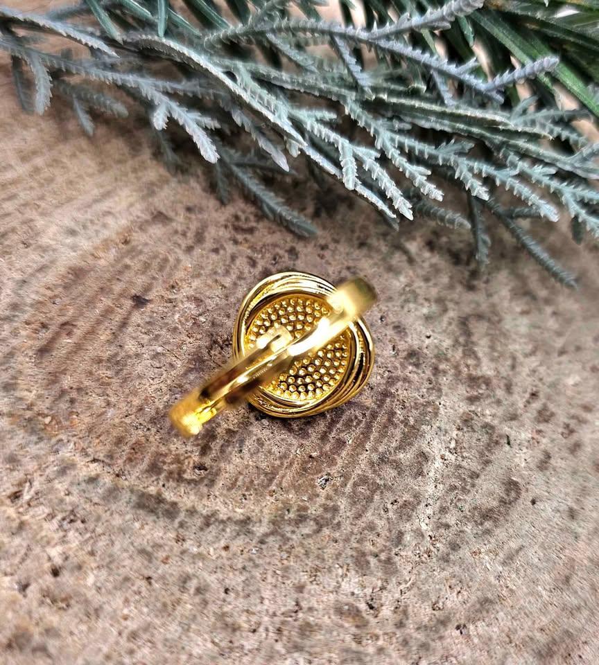 Nature Lapis Lazuli Gold Tone Adjustable Ring