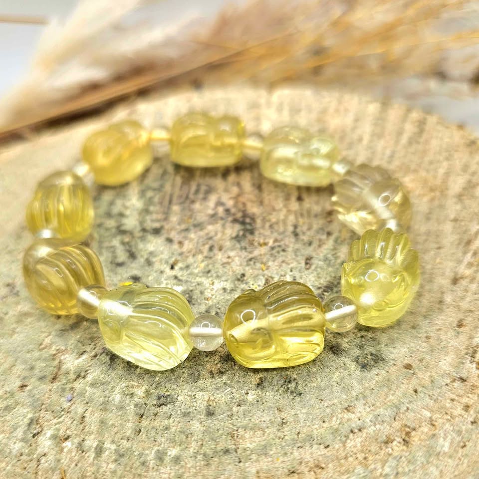 Rare Nature Citrine Hand Carved Nine Nails Fox Bracelet