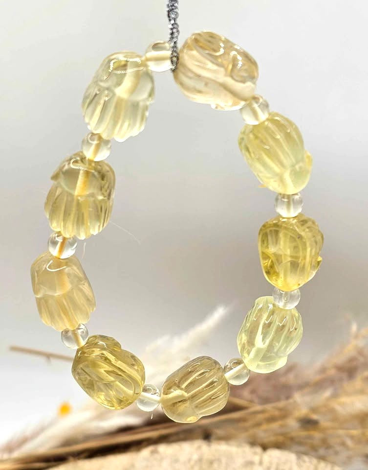 Rare Nature Citrine Hand Carved Nine Nails Fox Bracelet