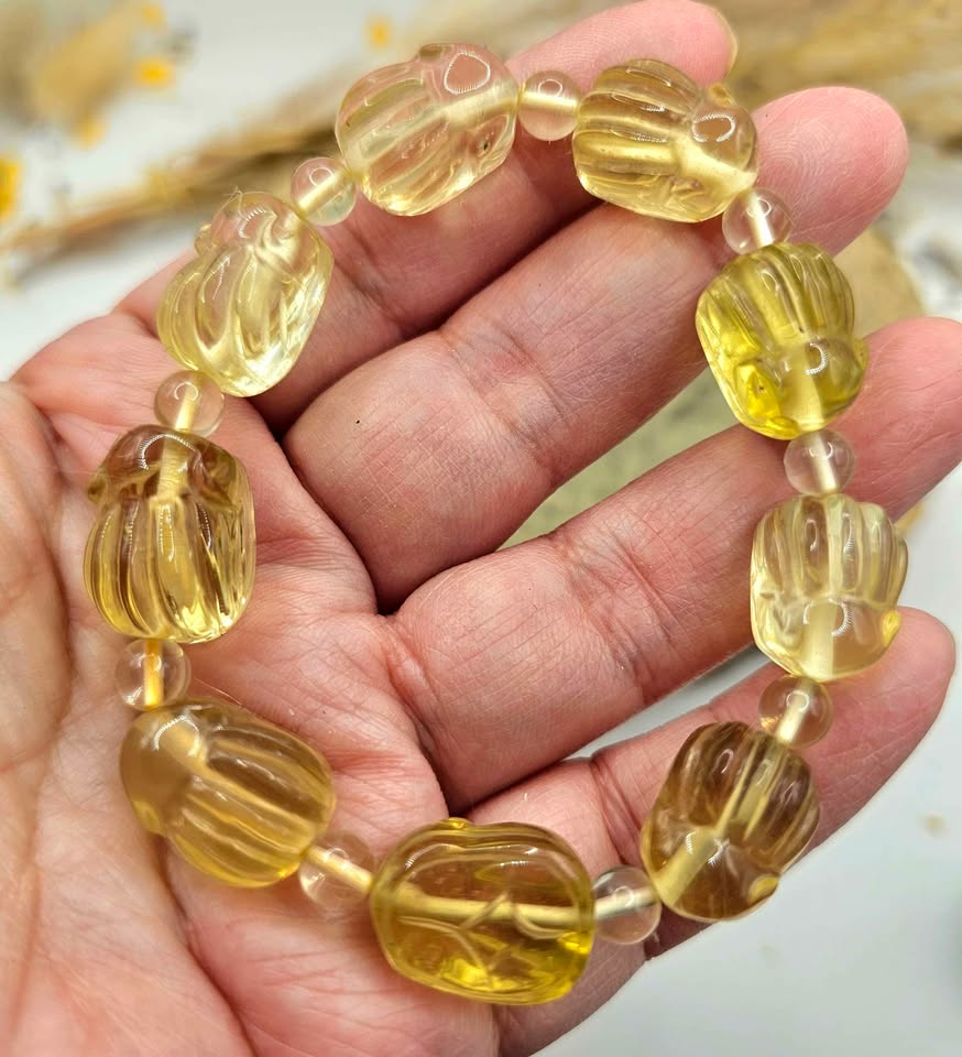 Rare Nature Citrine Hand Carved Nine Nails Fox Bracelet