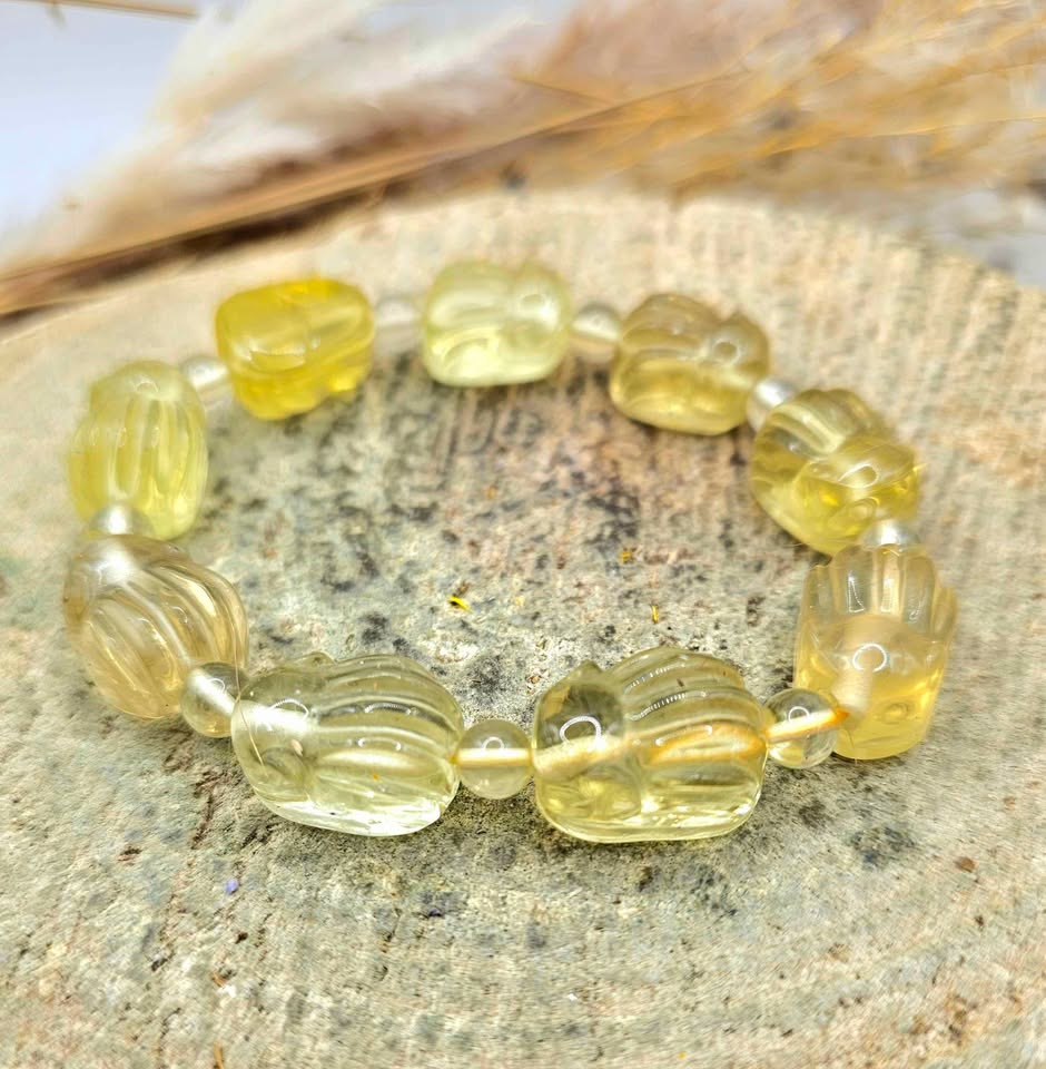 Rare Nature Citrine Hand Carved Nine Nails Fox Bracelet