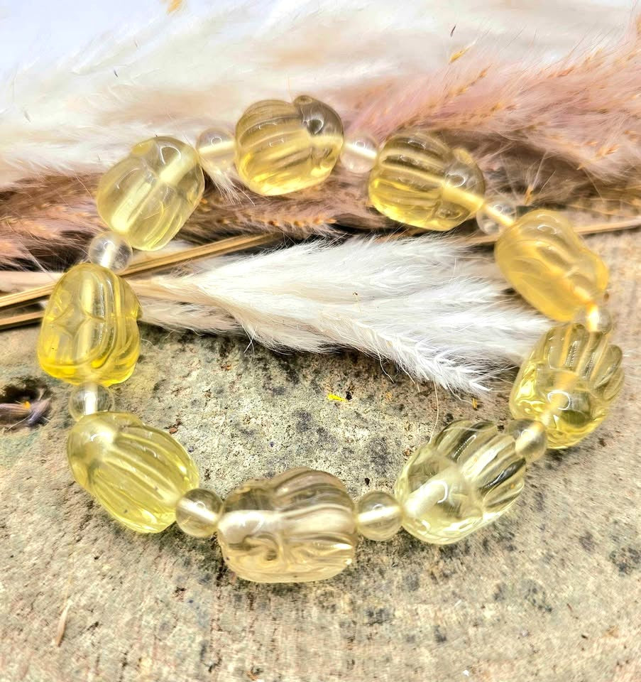 Rare Nature Citrine Hand Carved Nine Nails Fox Bracelet
