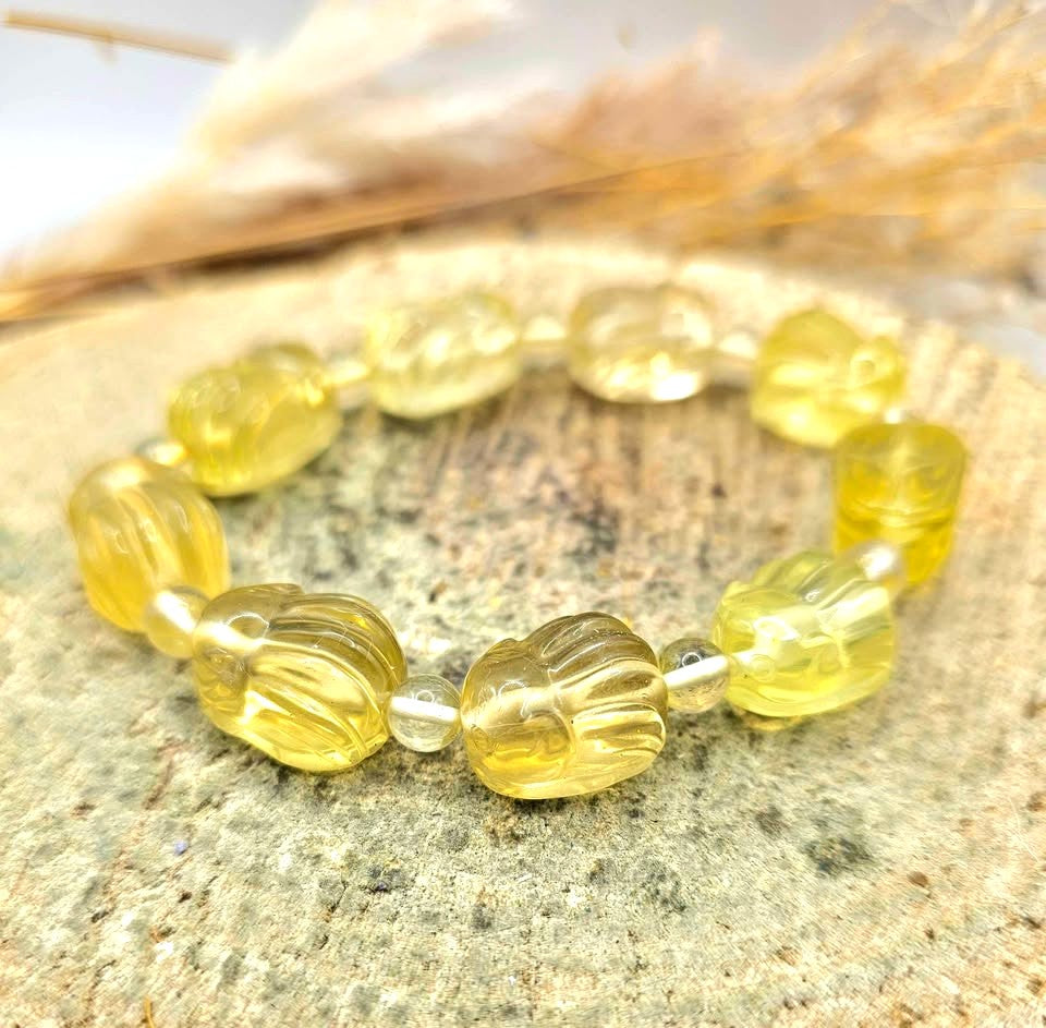Rare Nature Citrine Hand Carved Nine Nails Fox Bracelet