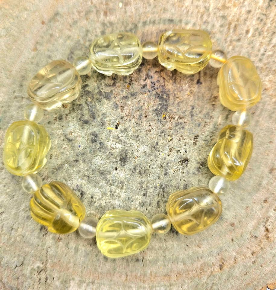 Rare Nature Citrine Hand Carved Nine Nails Fox Bracelet