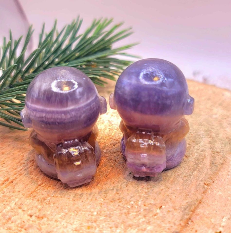 Beautiful Nature Yellow Fluorite Hand Carved Astronaut Decor Figure