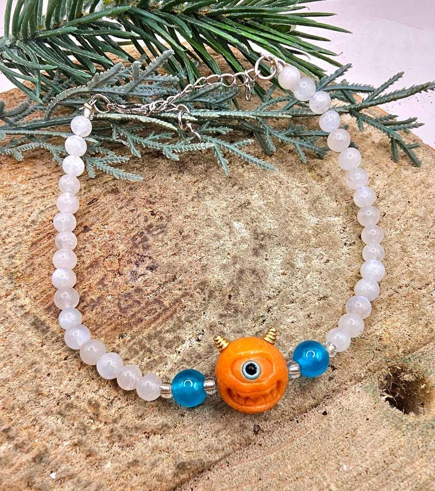 Nature Moonstone Cute Evil Eye Monster Bracelet