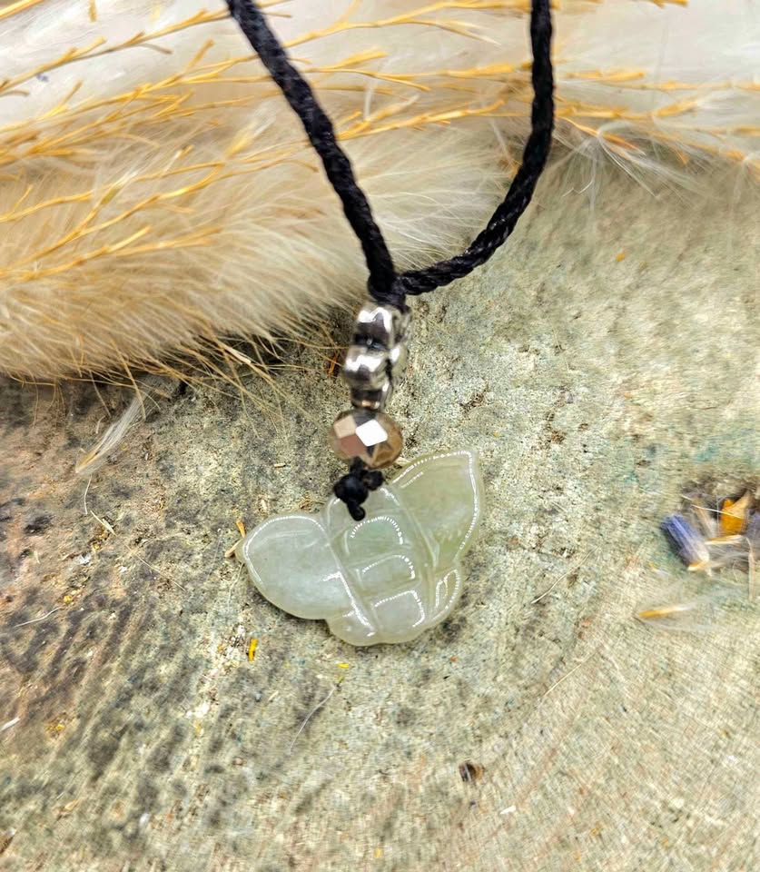Nature Jade Carved Butterfly Pendant Necklace