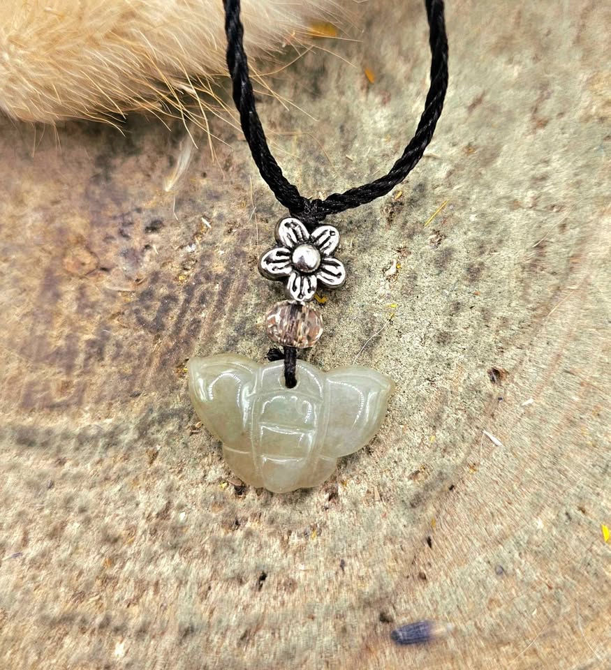 Nature Jade Carved Butterfly Pendant Necklace