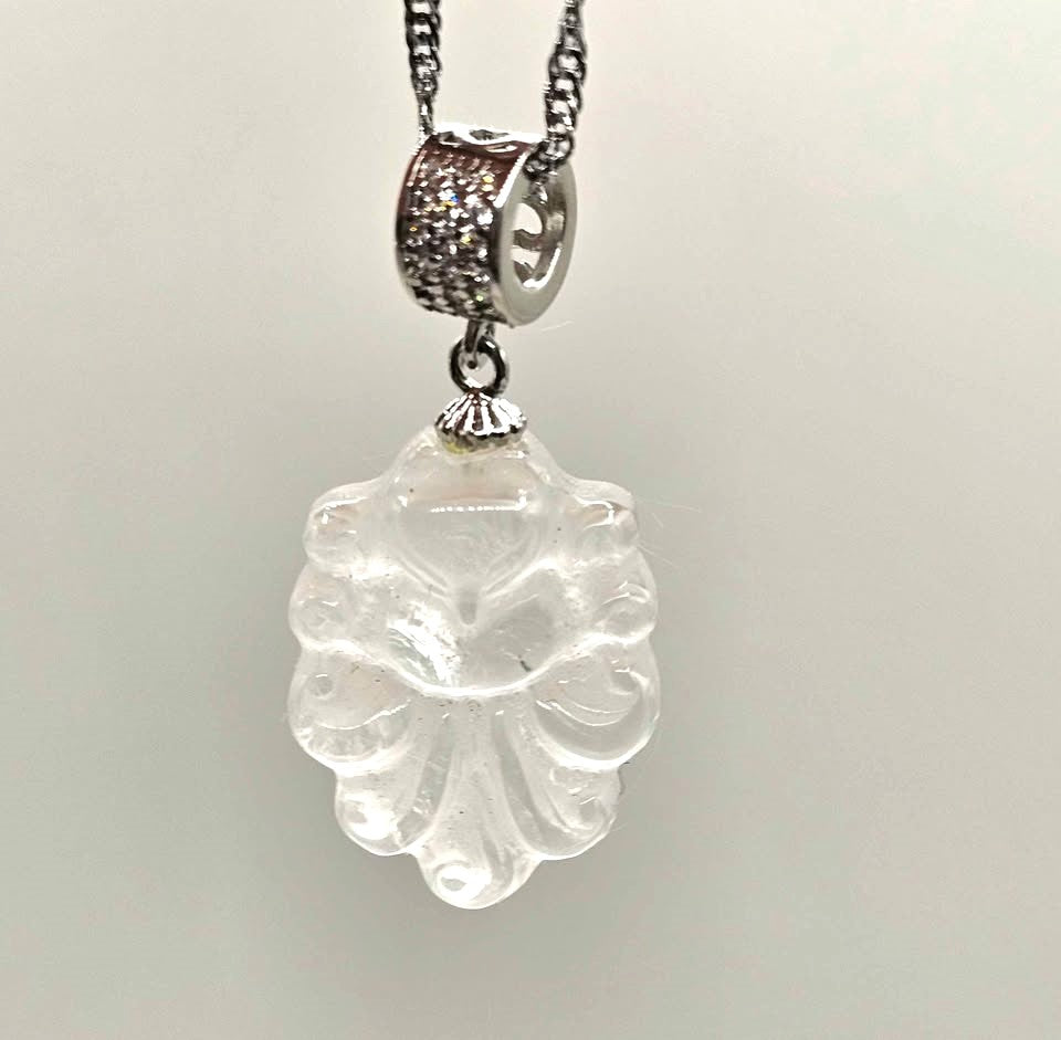 Nature Clear Crystal Nine Tails Fox Pendant Necklace