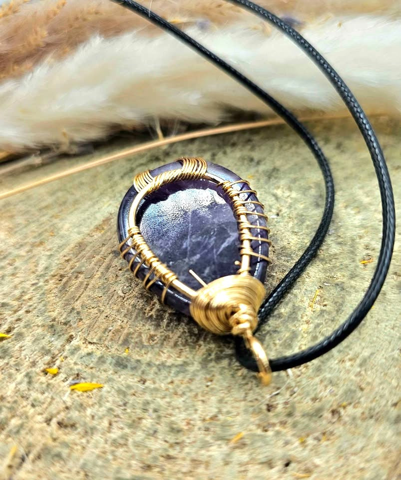 Nature Amethyst Teardrop Tree Of Life Pendant Necklace
