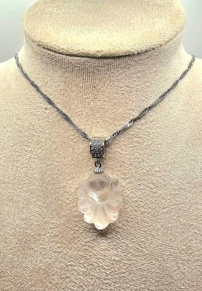 Nature Clear Crystal Nine Tails Fox Pendant Necklace