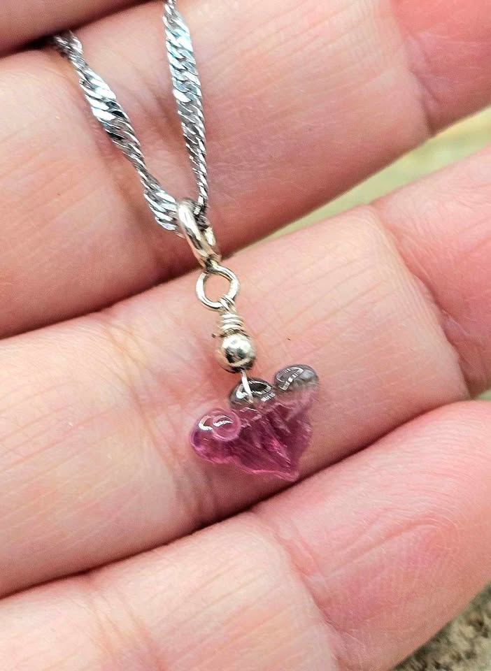 Premium Grade Watermelon Tourmaline Ruyi 925 Charm Necklace