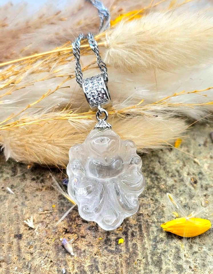 Nature Clear Crystal Nine Tails Fox Pendant Necklace