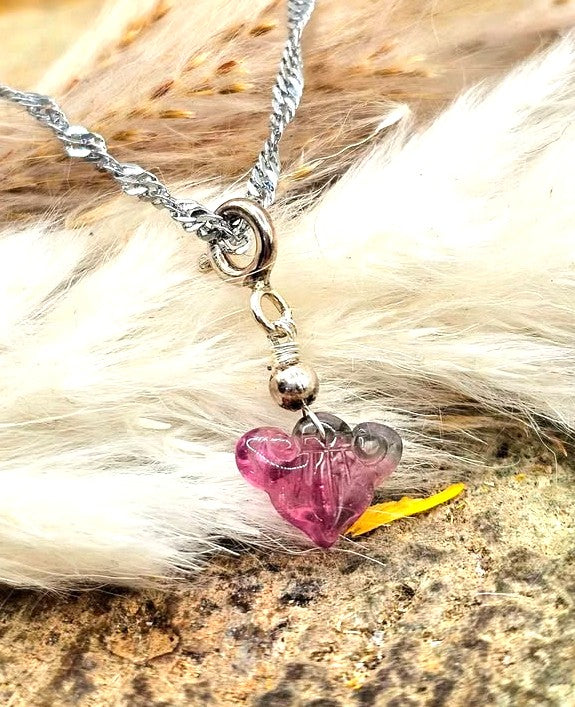 Premium Grade Watermelon Tourmaline Ruyi 925 Charm Necklace